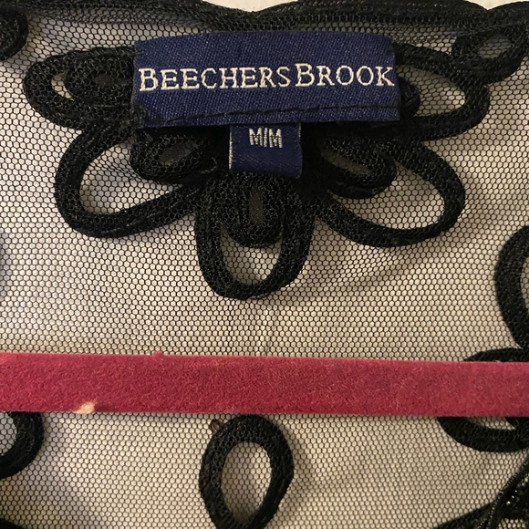 Beechers Brook Sheer Beaded Embroidered Whimsigoth Cardigan Black Quiet Luxury - Picture 5 of 5